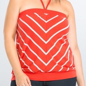 Torrid 0X Tube Top Red White Stripe Halter Shirt